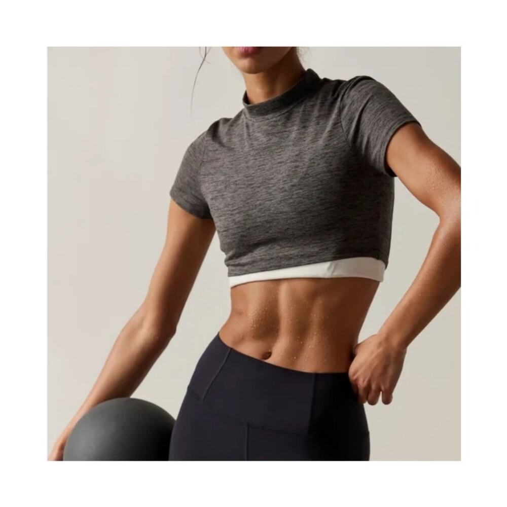 Free People Movement Frosty Morning Layer Gray Crop Top size Large